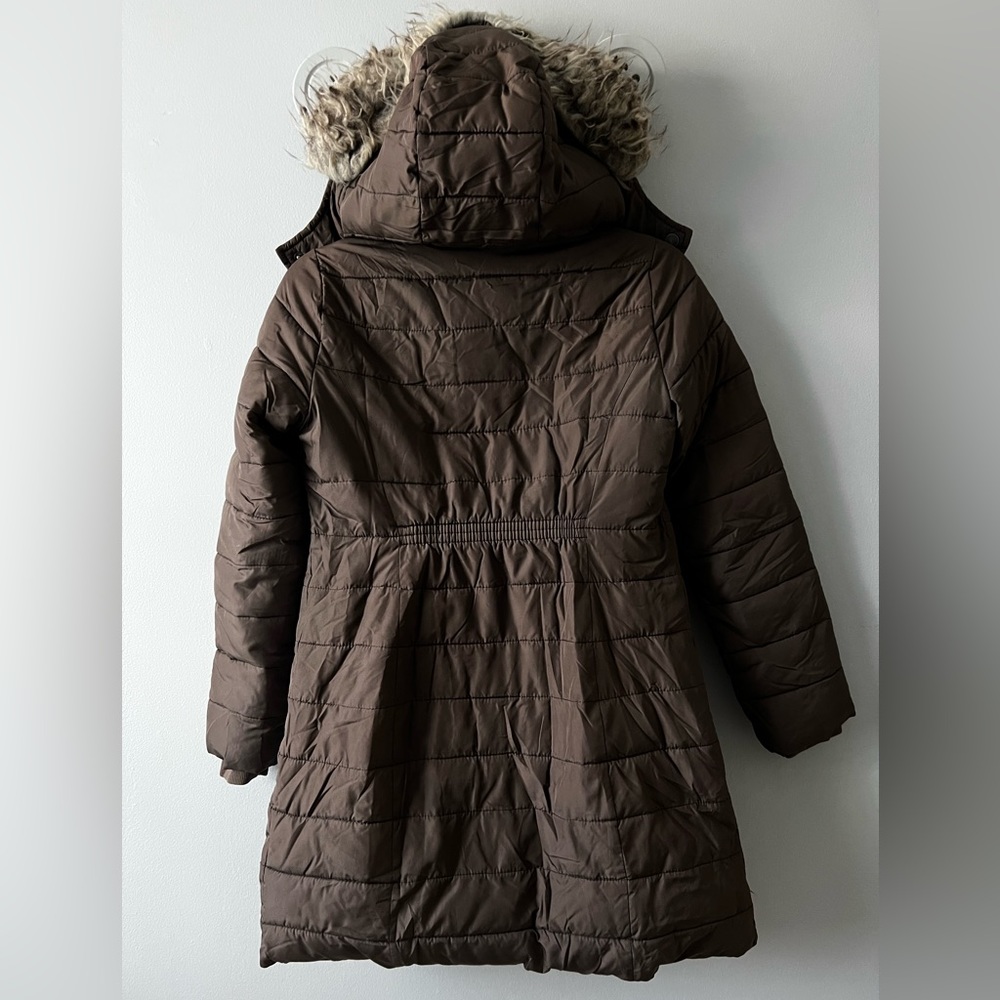 Abercrombie Kids Brown Hooded Puffer Jacket with Sherpa Lining Girls 13/14 - Picture 3 of 14